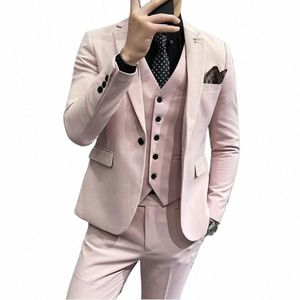 Mężczyźni smoking Slim Fit Butterfly Haft busin impreza PROOM PROOM Wedding Wedding Suitor Singer Dancer Costume Etap 3-częściowy szal Lapel E7qh#