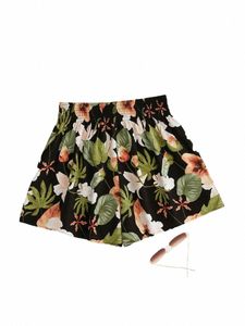 Finjani Plus Size Pantaloncini da donna Stampa tropicale Tie Frt Pantaloncini Abbigliamento casual per l'autunno Nuovo a8Vx #
