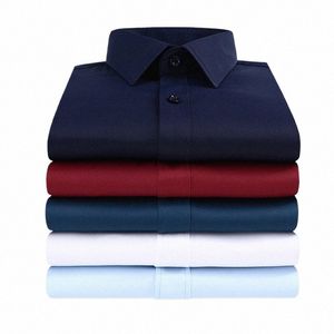 plus Size 5XL 6XL 7XL Men Solid Color Busin Shirt Fi Casual Slim White Lg Sleeve Shirt Male Brand Clothes k4t2#