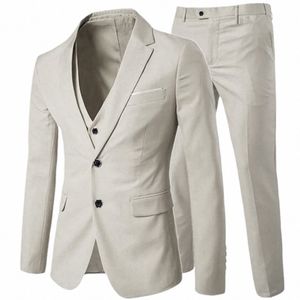 blazer gilet pantaloni busin gentiluomo 3 pezzi set / sposo matrimonio classico solido slim dr uomo giacca di fascia alta pantaloni C9V0 #