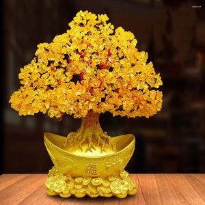 Decorative Flowers Home Decor Citrine Macrocarpa Bonsai Tree Chinese Style Adornment Money Ornament Crystal Statue