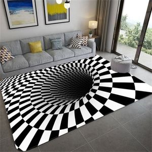 Decoração para casa sala de estar corredor tapetes impressão tapete 3d ilusão vortex buraco sem fundo tapete antiderrapante gota 20278k