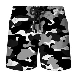 Herren Shorts Classic Camouflage Board Shorts Herren modische 3D -gedruckte Camouflage Quick Trocknen Schwimmhosen Coole Eis Shorts Childrens Sommer Shorts J240530