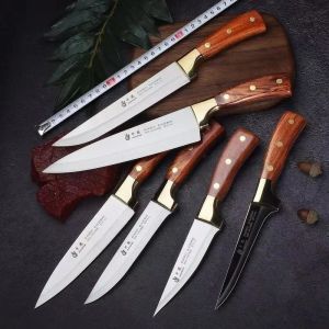 Knivar Kök Knivar Set 17st 50Cr15Mov Steel Chef Knife Bening Butcher Knife Meat Cleaver Kök Matlagningsverktyg