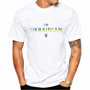ukrainska emblem ukraina flagga tryckt män tshirt jag är ukrainska trident stor grafisk t -shirt kort ärm pojke casual vita toppar 34qe#