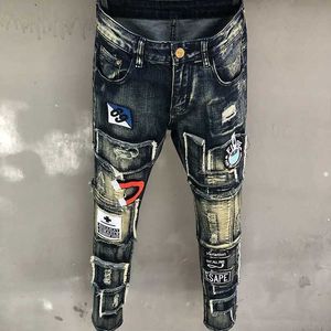 Herr jeans spring vaqueros hombre mens nya boot jeans ultratunna passande tyg elastiska jeans blå tight tiggare byxor pantalon homme j240328