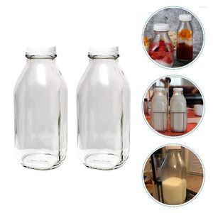 Copos de vinho garrafas de vidro de leite atacado garrafa jarro vintage tampas recipiente frascos pequeno beber reutilizável com
