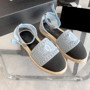 Kvinnors designer vävd sandaler plattforms häl fiskare sandaler broderade sandaler bohemiska vintage strandskor metall ankel justering spänne casual klänningskor