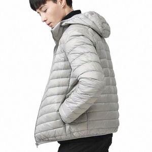 men Down Jackets Warm Hooded Thick Puffer Coats Autumn Winter Lightweight Slim Casual White Duck Down Tops Jacket Male Clothing 85HX#