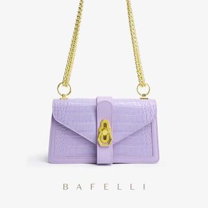 Women Crocodile Leather Bag Brand Luxury Female Shoulder Designer Fashion Lilac Crossbody Chain Handbag241F