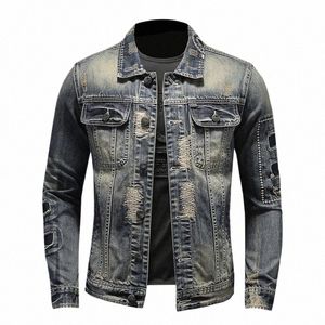 Frühling und Herbst Retro Distred Herrenbekleidung Denim Jacken, Jugend Mann Korean Versi Slim Fit Persalized FI Jacken o4Cw #