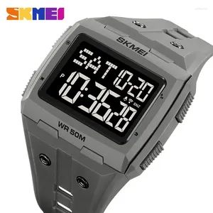 Orologi da polso SKMEI Orologio elettrico da uomo con cornice quadrata Camouflage Colore abbinato Ampio display digitale Doppio tempo Cronometro Timer 2186