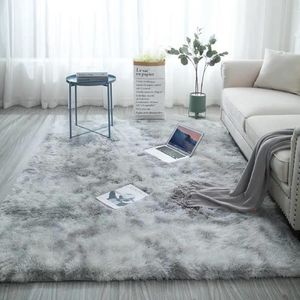 Tapetes Nordic Plush Tapete Macio Anti-Slip Quarto Mat Absorção de Água Sala de Estar Faux Fur Área Tie-Tingimento Tapete Floor Blanket310N