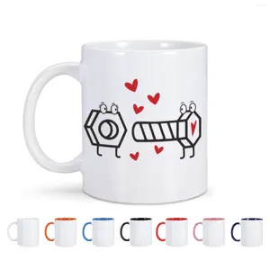 Tazze Divertenti Coppia di dadi Vite Tazza in ceramica Fidanzata Fidanzato Regalo di San Valentino per Moglie Marito Anniversario Ricordo