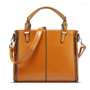 Drawstring Valenkuci Large Oil Wax Leather Bag Women Bags Desginer Splicing Handbags Tote Shoulder For 2024