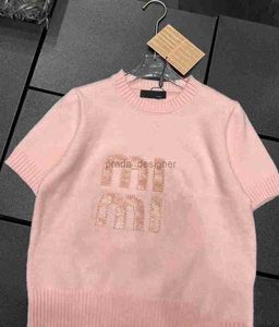 Designer Women's Sweater Spring New Short Embroidered Letter Round Neck Sweater Short Sleeve Sweater Fashion Commuter Top