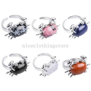 Bohemian Style Marine Animal Ring Cute Crab Natural Gem Plating Alloy Ring Party Company Evening Lottery