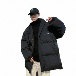 Hip Hop Men Parkas Winter Warm Jacket tjock vindbrytare vindtät blixtlås pufferjacka huva jacka koreansk lg ärm ny 10qt#