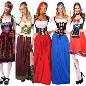 Damer Oktoberfest Costume Tyskland Traditial Bayern Beer Part Outfit French Wench LG Dr Tavern Maid Fancy Dr D0BM#