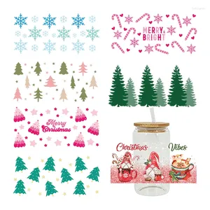 Window Stickers 3D UV DTF Transfer Sticker Christmas For The 16oz Libbey Glasses Wraps Cup Can DIY Waterproof Easy D5272