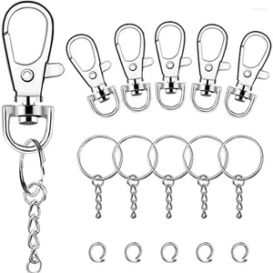 Chaveiros 150 Pcs Giratório Snap Gancho e Chaveiros com Salto de Corrente para Chaveiro Cordão DIY Jóias Artesanato Acessórios Correntes