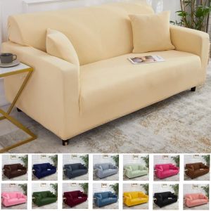 Album 1/2/3/4Seater Solid Justerbar soffa Slipcover Elastic Soffa Covers för vardagsrum Funda Sofa L Form Couch Cover Home Decor