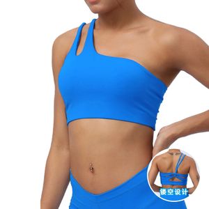 Lu Align Inclined Tanks Mermaid Shoulder Curved Strap Fitness Underwear Women Hollow Back Running Yoga Vest with Chest Pad Sport Bra Lemon Sports 2024