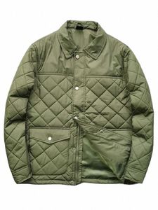 men's Lightweight Clamp Cott Jacket Windproof Warm Quilted Diamd Plaid Cott Jacket Male 298S#