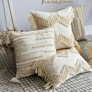 Pillow Ring Tufted Case Modern Simple Straight Fringe Long Waist Cover Embroidery Home Decor Sofa