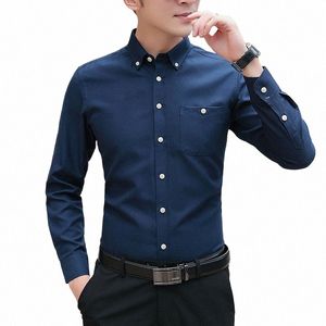 Browon 2024 New Busin Men Shirt LG Sleeve Turn Down Collar Solid Color Camisa Social Shatss Men Dr Office Men fi d6lz＃