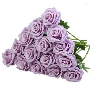 Decorative Flowers 5pcs Fake Roses Artificial Silk Faux Rose Flower Long Stems Bouquet For Arrangement Wedding Centerpiece Party Home