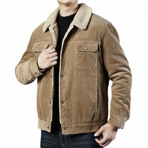 Vinter varm solid färg corduroy parkas för män överlagda rockar 2023 koreansk man casual lg hylsa jacka outwear toppar a127 50jc#