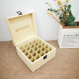 Bins For doTERRA Wooden Storage Box 25 Slots Carry Organizer Essential Oil Bottles Aromatherapy Container Storage Box Case