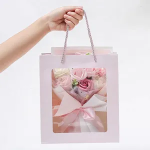 Dekorativa blommor Creative Artificial Flower for Mother's Valentine's Day Gift Rose Soap Bouquet Graduation Wedding Decor