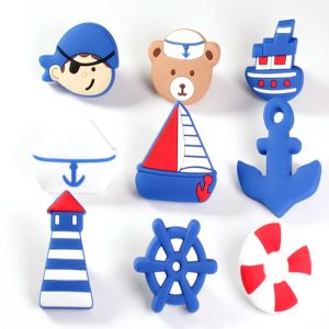 Cartoon Soft Rubber Cabinet Handles Nautical Series Knobs Style Children Room Drawer Door Pulls Furniture Hardware