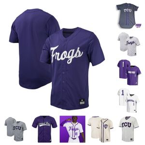 Texas Christian TCU 12 David Bishop 22 Logan Maxwell 9 Brody Green 10 Jake Duer 23 Fisher Ingersoll Baseball Jersey 35 Owen Blackledge 13 Speaker Mason 17 Kole Klecker