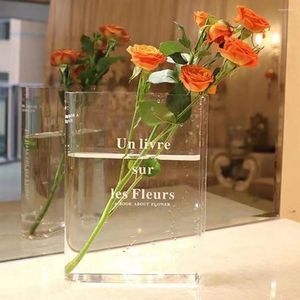 Vazolar kitap şekilli vazo akrilik ins çiçek şeffaf çiçekler ev dekorasyon nordic Avrupa hidroponik masaüstü süs hediyesi