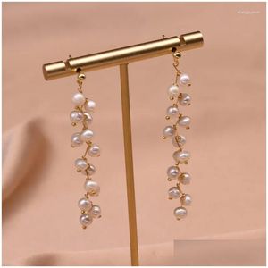 Dangle Chandelier Brincos Natural Água Doce Branco Pérola Longa Borla Pingente Para Mulher Jóias Presente de Aniversário Drop entrega OT7EE