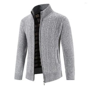 Maglioni da uomo Giacca da uomo Maglione cardigan lavorato a maglia accogliente invernale con colletto alla coreana Tasche con chiusura a cerniera Cappotto caldo anti-pilling Drop Delive Dhtba