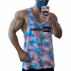 Muscleguys Camoue Gymkläder Mens Mesh Fitn Stringer Tank Top Bodybuilding Vest Men Sports Workout ärm Skjorta L1JM#