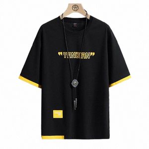 hip Hop Loose Mens Streetwear T-shirts Casual Classic 2023 Summer Short Sleeves Black White Tshirt Tees Plus Oversize 5XL 6XL K5ts#