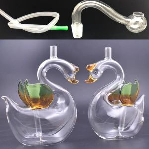 10pcs Artistic Design Swan Shape Glass Oil Burner Bong hookah Inline Perc Filter Water Pipe Dab Rig Ash Catcher with 10mm Male Glass LL