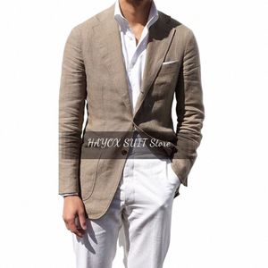 linen Cott Fabric Elegant Man Suit Jackets Men's Clothing Slim Fit Suits for Men Summer Thin Breathable Commute Casual Fi x7yq#