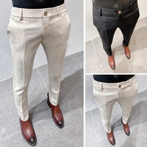 Abiti da uomo 2024 Primavera Estate Cotone Lino Pantaloni da uomo Moda Slim Fit Casual Business Dress Pant Pantaloni formali da ufficio sociale