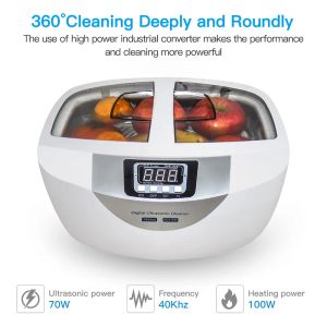 Lasapparatuur skymen digital limpador ultrassônico banho 2500ml para casa cozinha lavar frutas óculos dentadura talheres jóias relógio