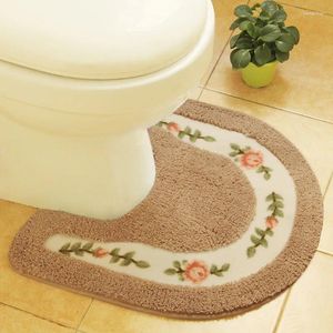Bath Mats U Shape Toilet Carpets Pastoral Style Rug Flower Pattern Bathroom Mat SetFloor Decor Set Fiber Lid Cover