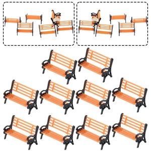 Dekorativa blommor 10st Model Train Ho Scale 1:87 Bench Chair Settee Street Park Layout Plastic Craft Home Decor Kid Toy 0,79 x 0,55 0,35