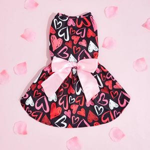 Dog Apparel Hearted Print Dress Spring Clothes For Small Dogs Girl Valentines Puppy Princess Tutu Cute Tulle Dresses Pet Party C