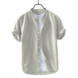 men's Shirts Summer Baggy Cott Linen Solid Short Sleeve Shirts For Men Retro Loose Butt Up Shirt Blouse Men Chemise Homme r2hm#