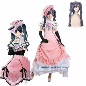 Аниме Черный дворецкий Kuroshitsuji Ciel Phantomhive Косплей Sleevel Кружева Maid Cut Полный Dr Uniform Outfit Princ Костюмы A8TN #